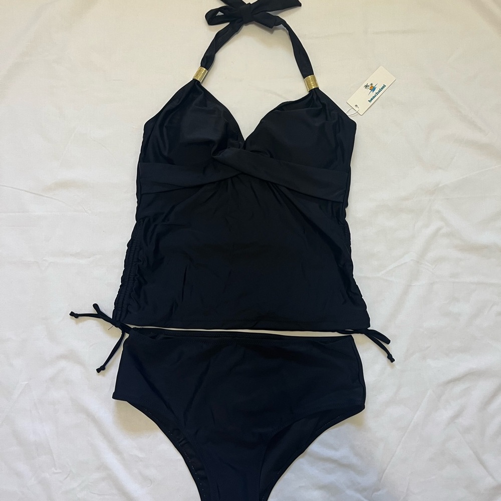 Black Halter Tankini Set